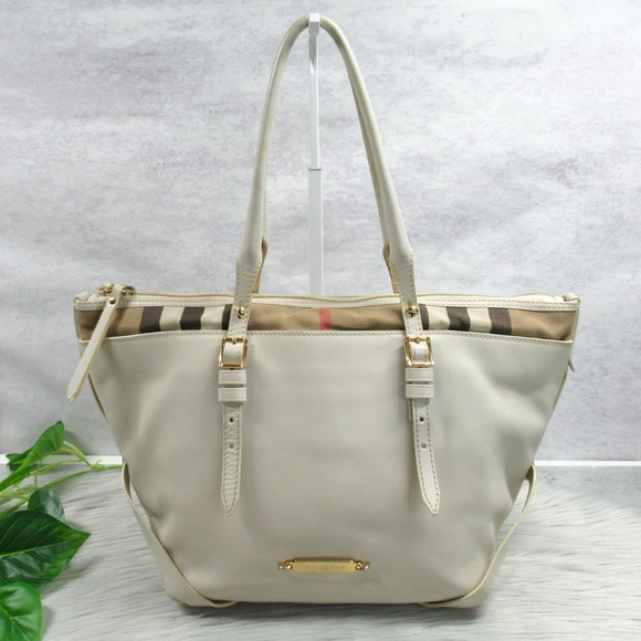 BURBERRY Salisbury Medium Top-Zip Tote Bag Calfskin Leather With House Check